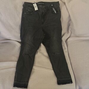 NWT Express High Rise Dark Gray ankle leggings 8R distressed